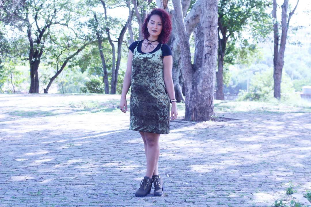 DIY,VESTIDO,DRESS,VELUDO,VELUDO MOLHADO,VELVET,VELVET DRESS,DAYSE COSTA,VESTIDO VERDE,SLIP,SLIP DRESS,LOOK MILITAR,ESTILO MILITAR