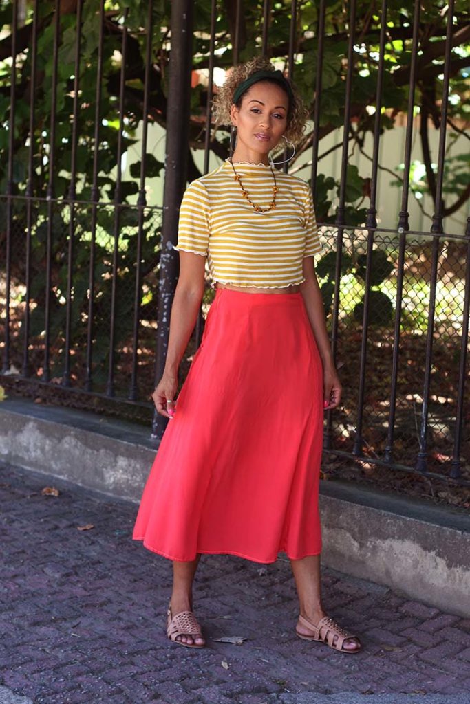 dayse costa,diy,modelagem,modelista,costura,modelo de saia,skirt,midi,saia com recortes,saia longa,saia evasê,living coral,coral,