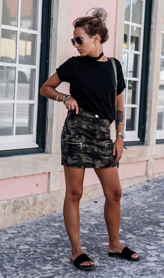 militarismo, estampa militar, look, saia